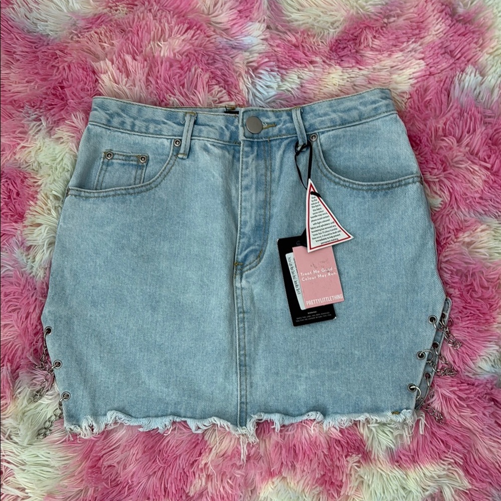 PrettyLittleThing Blue Mini Cut Out Pencil Skirt